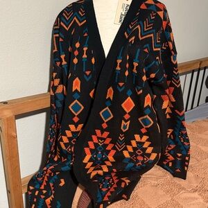 Savanna Jane Black and Orange Knit Duster/Cardigan